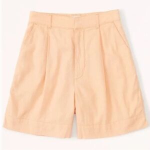 A&F Linen Blend Tailored Pleated Front Orange Shorts S